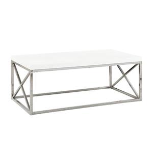 Monarch Rectangular Coffee Table - 44-in - White/Chrome