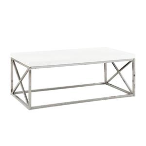 Table basse rectangulaire, 44 po, blanc/chrome