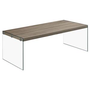 Monarch Rectangular Glass Coffee Table - 44-in - Dark Taupe