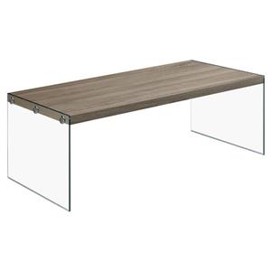 Table basse rectangulaire en verre, 44 po, taupe foncé