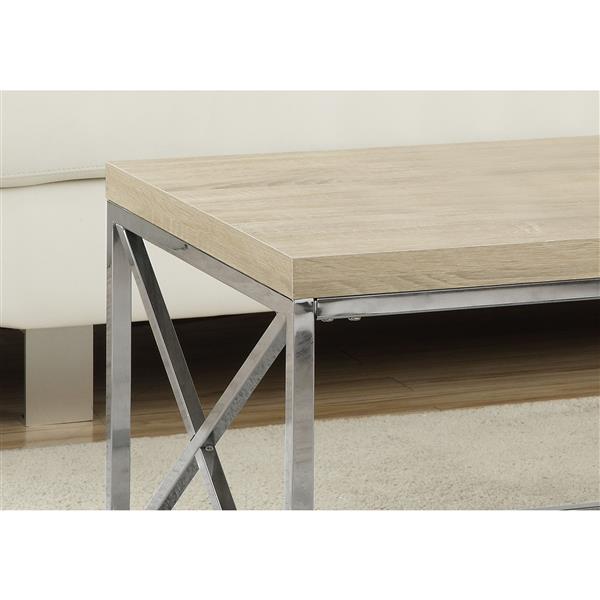 Monarch Ractangular Coffee Table - 44-in - Natural/Chrome