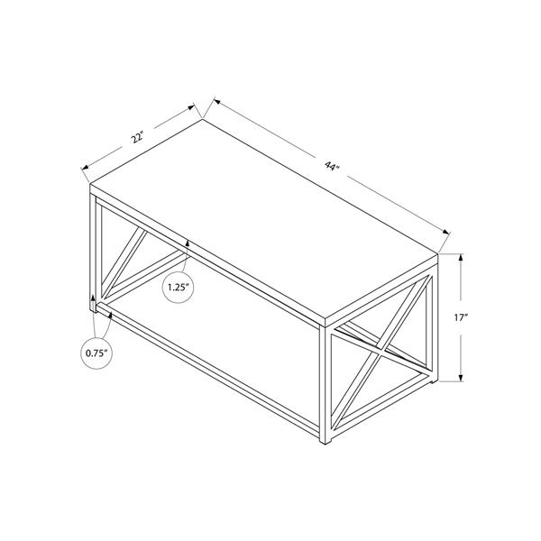 Monarch Ractangular Coffee Table - 44-in - Natural/Chrome