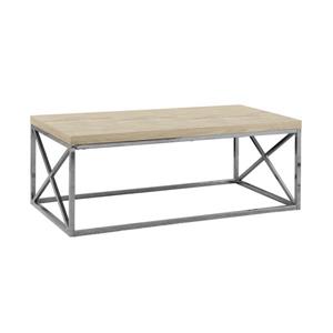 Table basse ractangulaire, 44 po, naturel/chrome