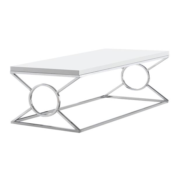 Monarch Rectangular Coffee Table - 44-in - White/Chrome
