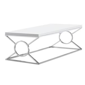 Table basse rectangulaire, 44 po, blanc/chrome