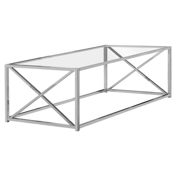 Table basse rectangulaire en verre, 44 po, chrome