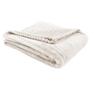 Monarch Faux Fur Ribbed Throw - 60-in x 50-in - Ivory