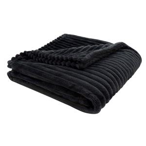 Monarch Faux Fur Ribbed Throw - 60-in x 50-in - Black