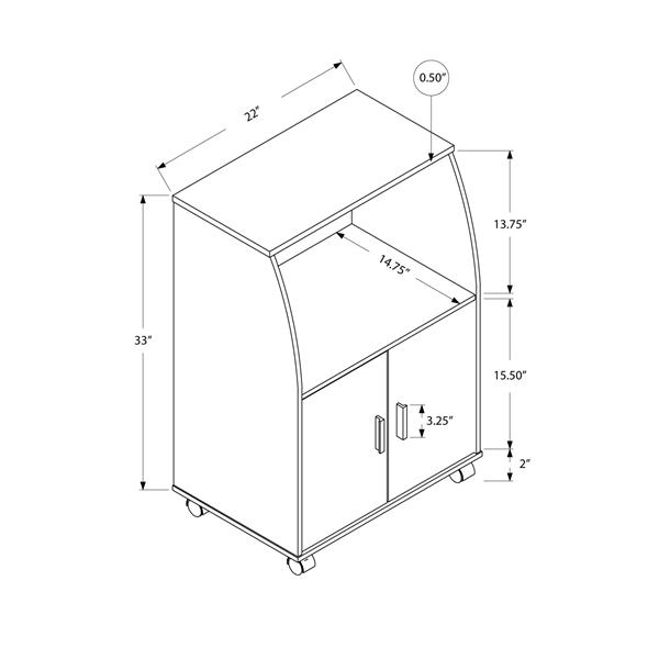 Monarch Kitchen Cart - 33-in - White