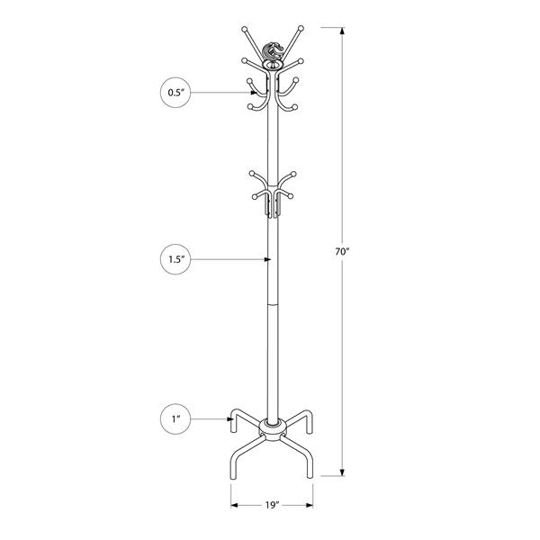 Portemanteau contemporain, 70 po, argent