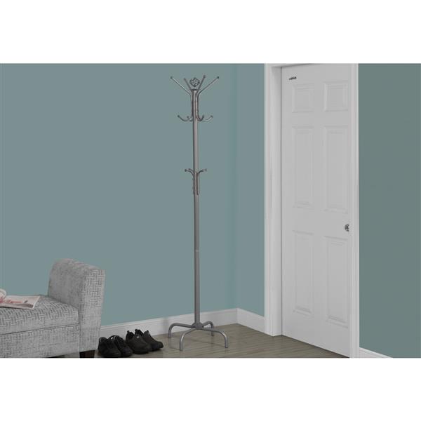 Monarch Contemporary Coat Rack - 70-in - Silver