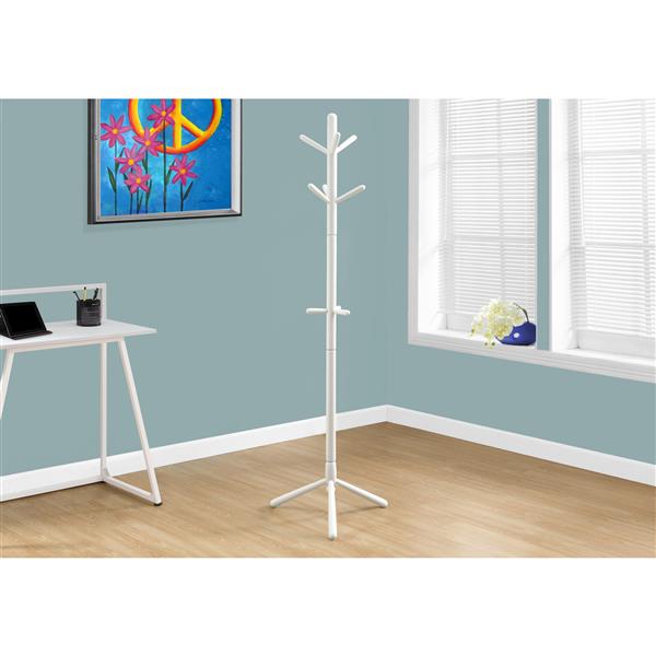 Monarch Contemporary Coat Rack - 69-in - White