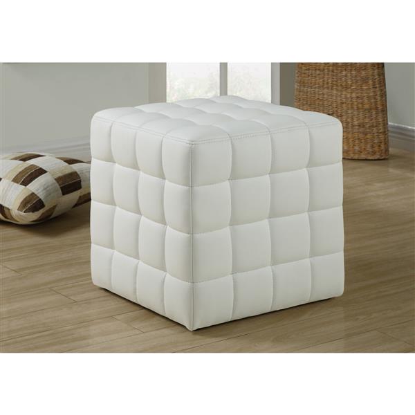 white faux leather ottoman