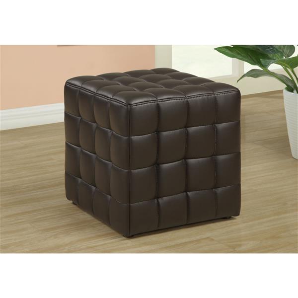 Monarch Specialties Faux, Faux Leather Ottoman Brown