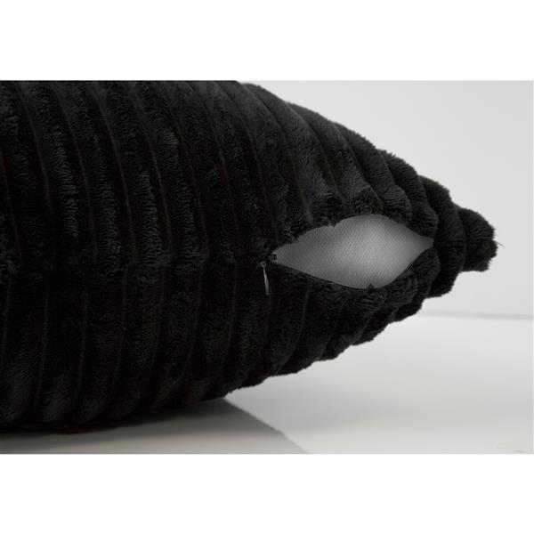Monarch Decorative Corduroy Pillow -18-in x 18-in - Black