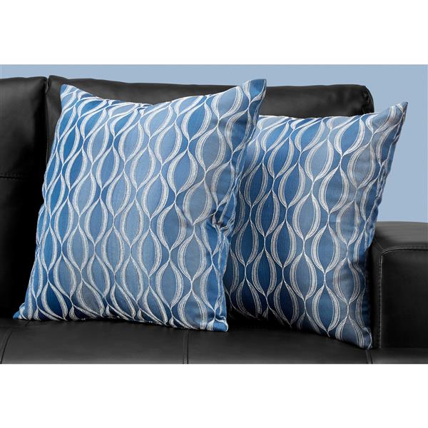 Coussin décoratif, ensemble de 2, 18" x 18", bleu