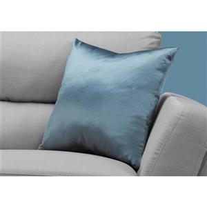 Coussin décoratif, velours côtelé, 18 po x 18 po, bleu