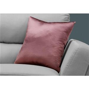 Coussin décoratif, velours côtelé, 18 po x 18 po, rose