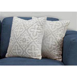 Monarch Decorative Pillow - 2 Pack - 18-in x 18-in - Grey