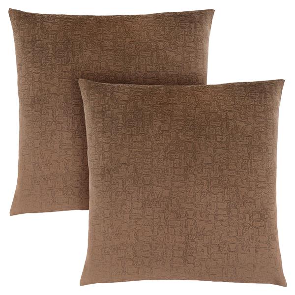 Coussin décoratif, ensemble de 2, 18 po x 18 po, brun