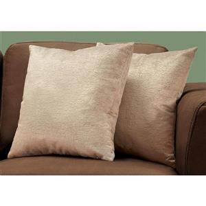 Coussin décoratif, ensemble de 2, 18 po x 18 po, brun