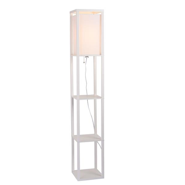 Cresswell Faux Wood Square Shelf Floor Lamp White 63