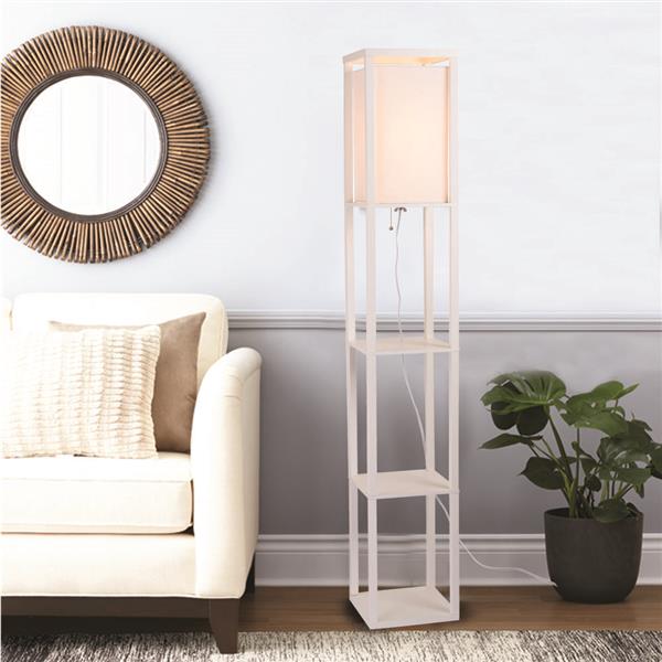 Cresswell Faux Wood Square Shelf Floor Lamp White 63