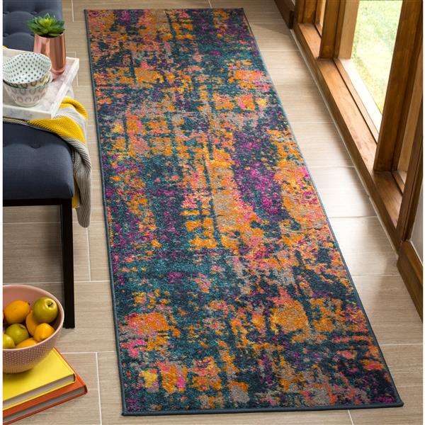 Safavieh Madison Rug - 2.3-ft x 8-ft - Polypropylene - Blue/Orange