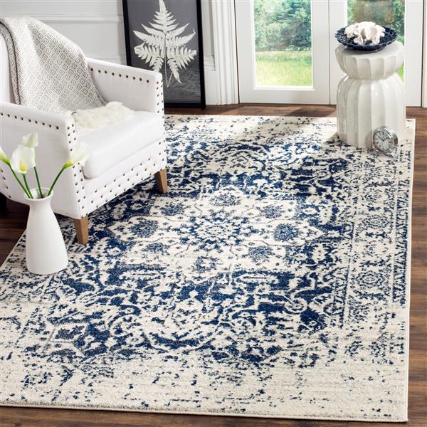 Safavieh Madison Rug - 12-ft x 15-ft - Polyester - Cream/Navy Blue