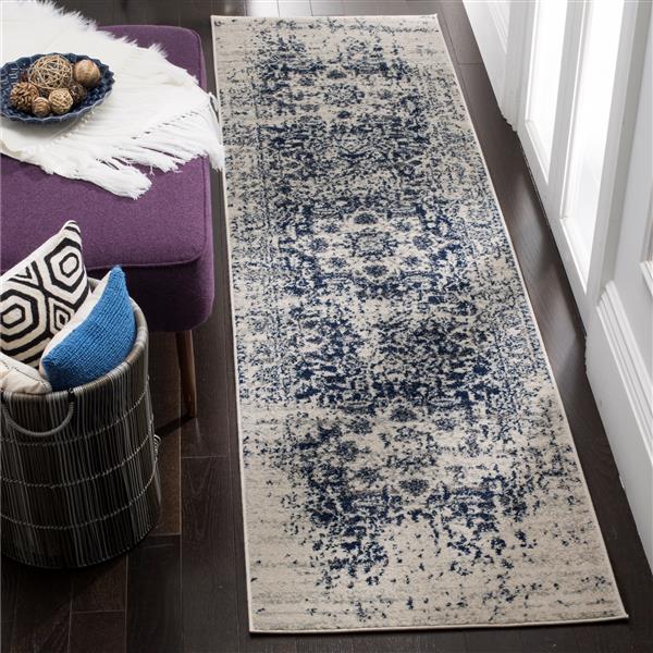 Safavieh Madison Rug - 2.3-ft x 12-ft - Polyester - Cream/Navy Blue