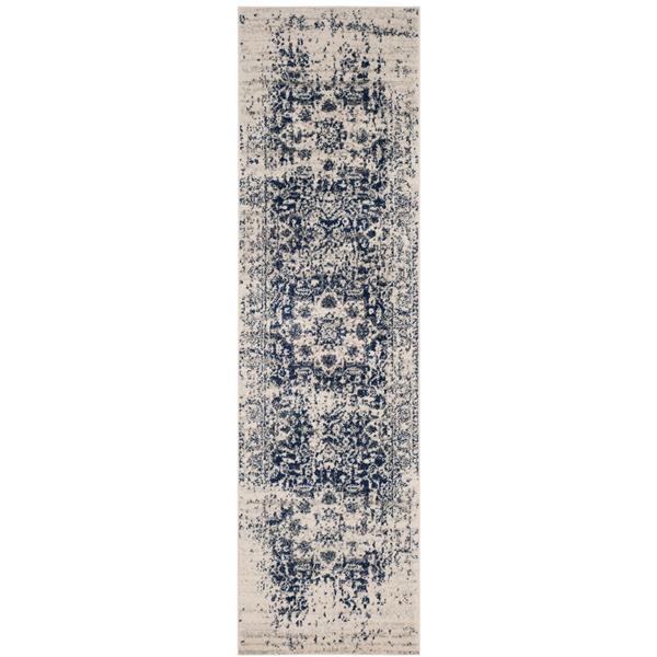 Safavieh Madison Rug - 2.3-ft x 12-ft - Polyester - Cream/Navy Blue