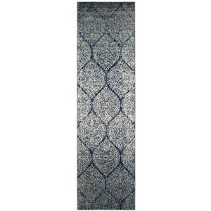 Safavieh Madison Ikat Rug - 2.3-ft x 6-ft - Polyester - Navy Blue/Silver