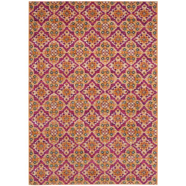 Safavieh Madison Floral Rug - 5.1-ft x 7.5-ft - Polyester - Fuchsia/Gold