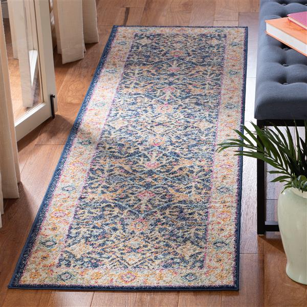 Safavieh Madison Rug - 2.3-ft x 10-ft - Polyester - Navy Blue/Cream