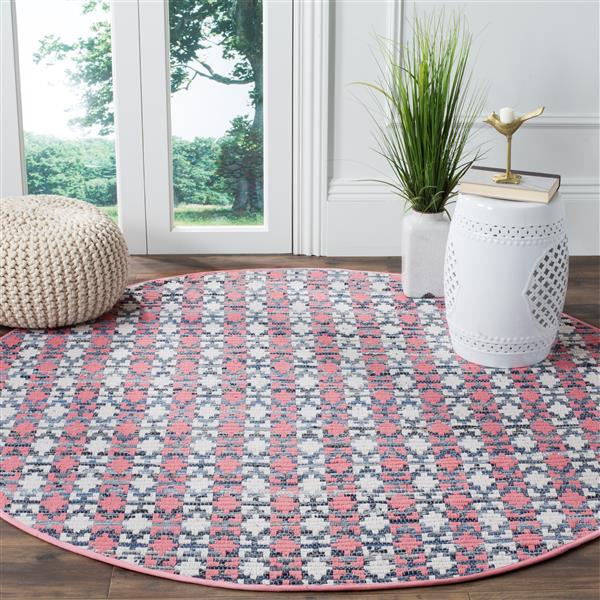 Safavieh Montauk Stripe Rug - 4-ft x 4-ft - Cotton - Pink/Multi