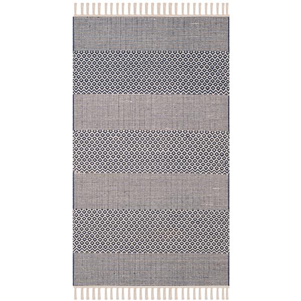 Safavieh Montauk Stripe Rug - 3-ft x 5-ft - Cotton - Ivory/Navy Blue
