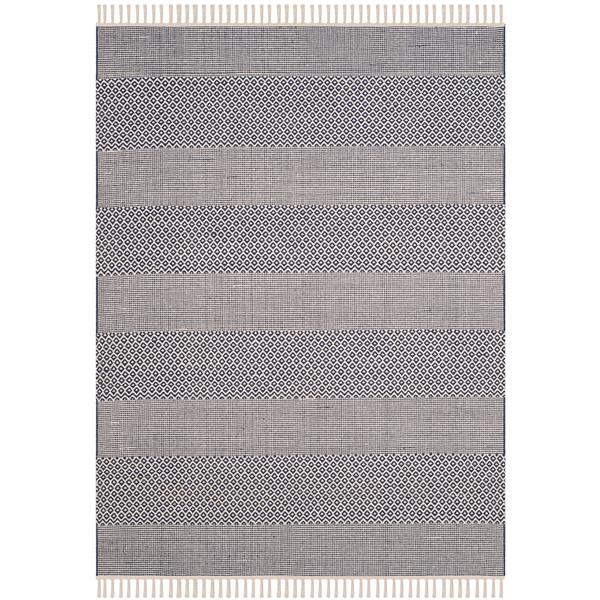 Safavieh Montauk Stripe Rug - 4-ft x 6-ft - Cotton - Ivory/Navy Blue ...