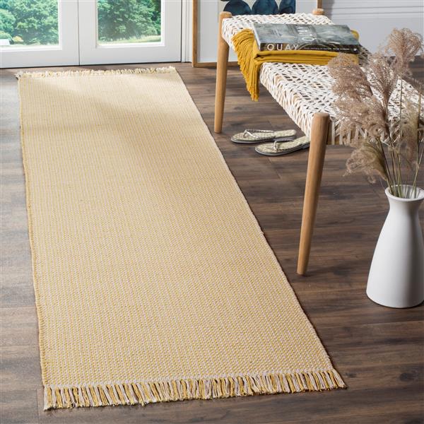 Safavieh Montauk Geometric Rug - 2.3-ft x 8-ft - Cotton - Ivory/Yellow