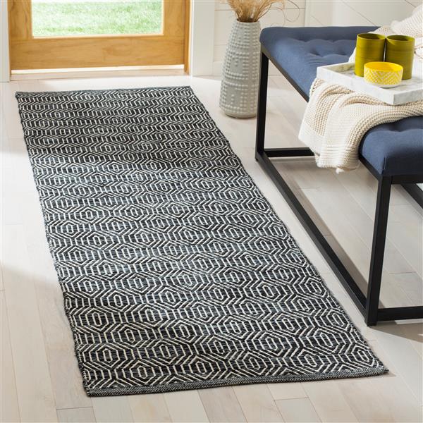 Safavieh Montauk Rug - 2.3-ft x 7-ft - Cotton - Ivory/Dark Gray