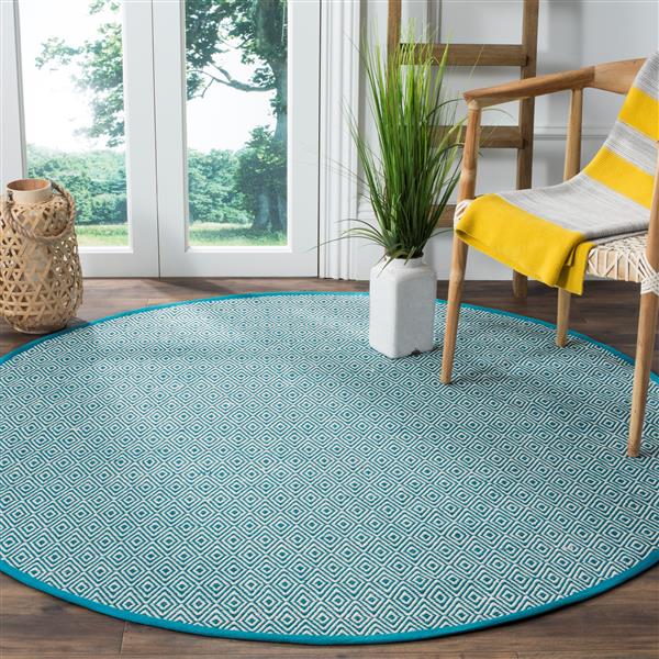 Safavieh Montauk Geometric Rug - 6-ft x 6-ft - Cotton - Ivory/Turquoise