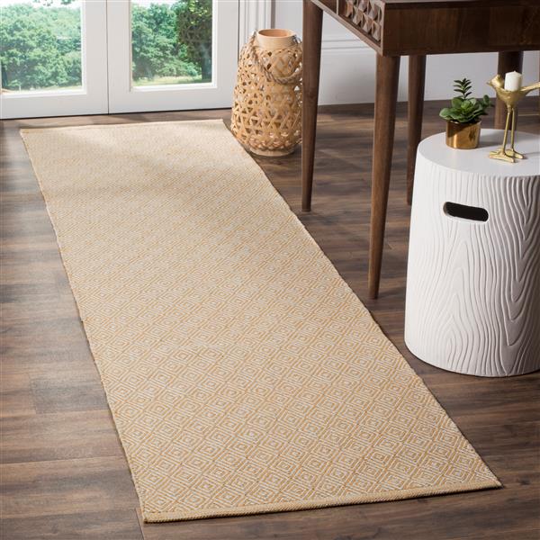 Safavieh Montauk Geometric Rug - 2.3-ft x 8-ft - Cotton - Ivory/Gold