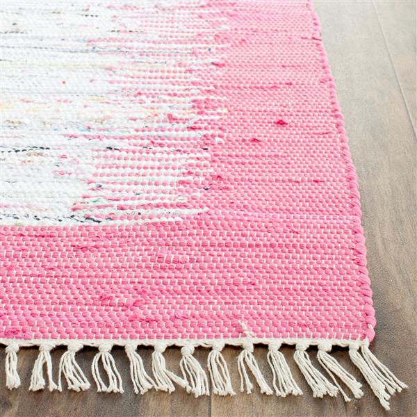 Safavieh Montauk Border Rug - 2.3-ft x 7-ft - Cotton - Ivory/Pink