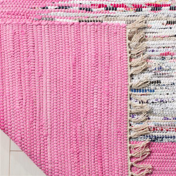 Safavieh Montauk Border Rug - 2.3-ft x 7-ft - Cotton - Ivory/Pink