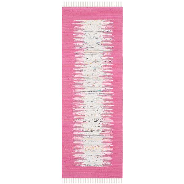 Safavieh Montauk Border Rug - 2.3-ft x 7-ft - Cotton - Ivory/Pink