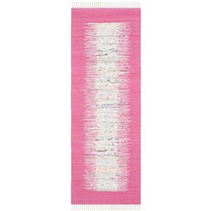 Safavieh Montauk Border Rug - 2.3-ft x 7-ft - Cotton - Ivory/Pink