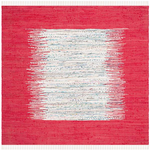 Safavieh Montauk Border Rug - 4-ft x 4-ft - Cotton - Ivory/Red