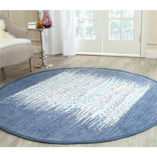 Safavieh Montauk Border Rug - 4-ft x 4-ft - Cotton - Ivory/Dark Blue