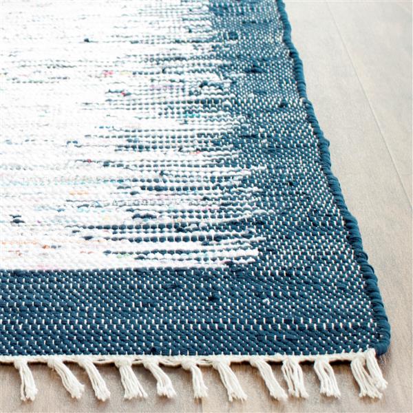 Safavieh Montauk Border Rug - 4-ft x 4-ft - Cotton - Ivory/Navy Blue