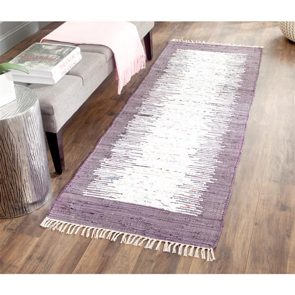 Safavieh Montauk Border Rug - 2.3-ft x 7-ft - Cotton - Ivory/Purple