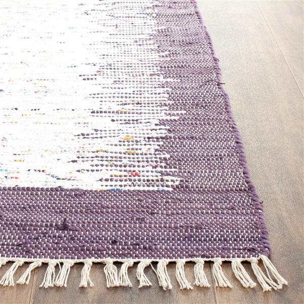 Safavieh Montauk Border Rug - 2.3-ft x 7-ft - Cotton - Ivory/Purple